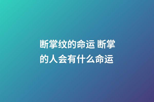 断掌纹的命运 断掌的人会有什么命运-第1张-观点-玄机派